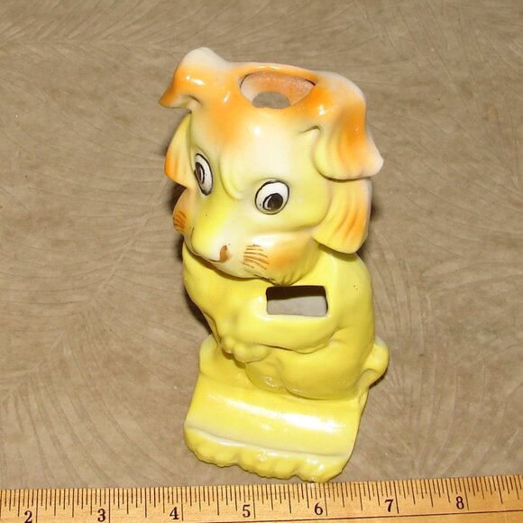1920's Gold Castle Toothbrush Holder Yellow Lion/Dog, Chikusa Japan, Porcelain - Picture 6 of 12
